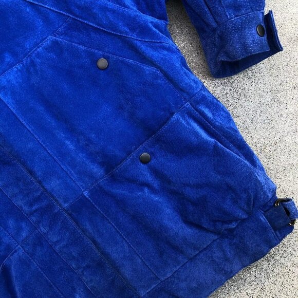 VTG 90s TIDEWATER TRADERS Jacket Women's LARGE Leather Suede Blue Retro Coat​​​ - Picture 5 of 14